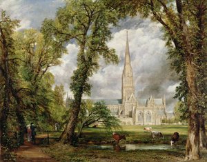 司教の敷地からのソールズベリー大聖堂の眺め、1822年 作： John Constable